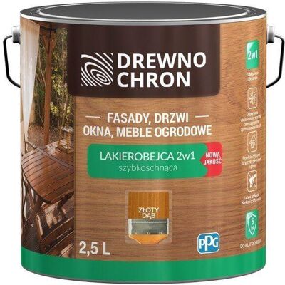 Drewnochron Lakierobejca 2 w 1 Dąb Złoty 2,5L Drewnochron Drewnochron Lakierobejca 2 w 1 Dąb Złoty 2,5L Drewnochron