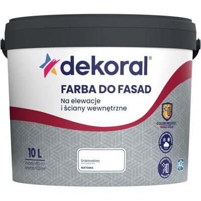 Dekoral Dekoral FARBA DO FASAD na elewacje i ściany wewnętrzne Polinit biała matowa 10L Dekoral Dekoral FARBA DO FASAD na elewacje i ściany wewnętrzne Polinit biała matowa 10L