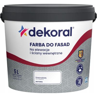 Dekoral Dekoral FARBA DO FASAD na elewacje i ściany wewnętrzne Polinit biała matowa 5L Dekoral Dekoral FARBA DO FASAD na elewacje i ściany wewnętrzne Polinit biała matowa 5L