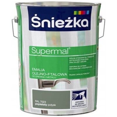Śnieżka Emalia Olejno-Ftalowa Supermal Popielaty 5L Połysk Śnieżka Śnieżka Emalia Olejno-Ftalowa Supermal Popielaty 5L Połysk Śnieżka