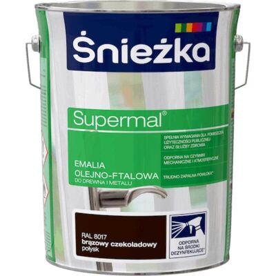 Śnieżka Emalia Olejno-Ftalowa Supermal 5L Brązowy Czekoladowy Połysk Śnieżka Śnieżka Emalia Olejno-Ftalowa Supermal 5L Brązowy Czekoladowy Połysk Śnieżka