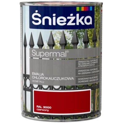 Śnieżka Emalia Chlorokauczukowa Supermal Czerwony 0,9L Połysk Śnieżka Śnieżka Emalia Chlorokauczukowa Supermal Czerwony 0,9L Połysk Śnieżka