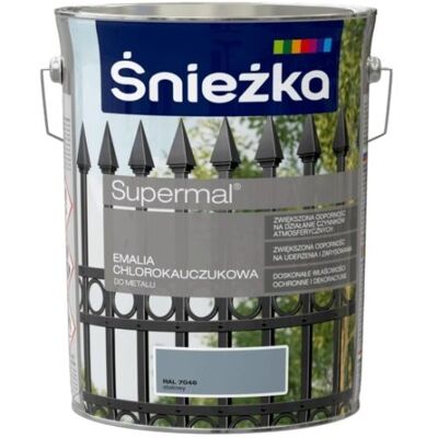 Śnieżka Emalia Chlorokauczukowa Supermal Stalowy 5L Połysk Śnieżka Śnieżka Emalia Chlorokauczukowa Supermal Stalowy 5L Połysk Śnieżka