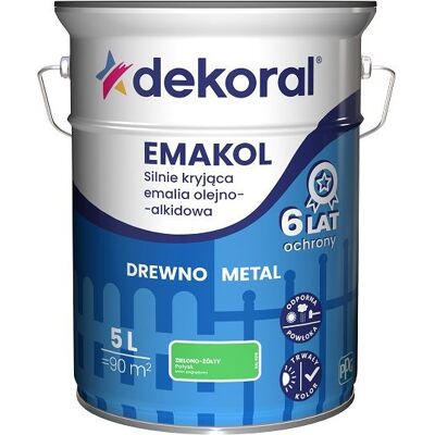 Dekoral Emalia Olejno-Alkidowa Emakol Strong Zielono-Żółty 5L Dekoral Dekoral Emalia Olejno-Alkidowa Emakol Strong Zielono-Żółty 5L Dekoral