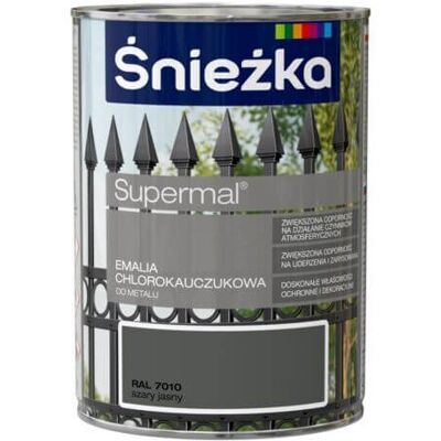 Śnieżka Emalia Chlorokauczukowa Supermal Szary Jasny 0,9L Połysk Śnieżka Śnieżka Emalia Chlorokauczukowa Supermal Szary Jasny 0,9L Połysk Śnieżka