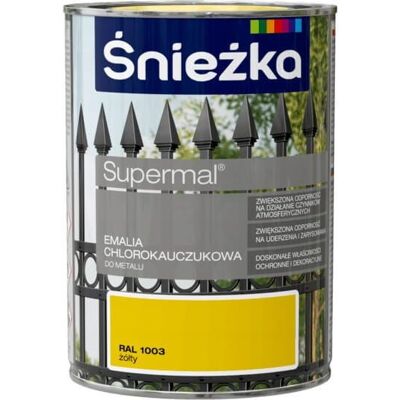 Śnieżka Emalia Chlorokauczukowa Supermal Żółty 0,9L Połysk Śnieżka Śnieżka Emalia Chlorokauczukowa Supermal Żółty 0,9L Połysk Śnieżka