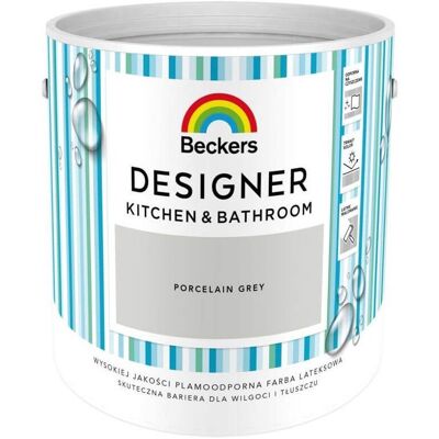 Beckers Farba Lateksowa Designer Kitchen & Bathroom Porcelain Grey Mat 2,5 L Beckers Beckers Farba Lateksowa Designer Kitchen & Bathroom Porcelain Grey Mat 2,5 L Beckers