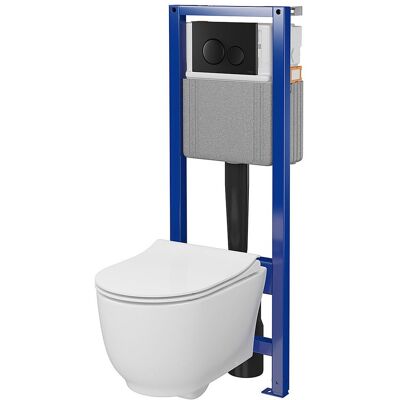 Cersanit Zestaw Stelaż Podtynkowy Z Przyciskiem Miska WC CleanOn Z Deską System Biały S4028-002 Cersanit Cersanit Zestaw Stelaż Podtynkowy Z Przyciskiem Miska WC CleanOn Z Deską System Biały S4028-002 Cersanit