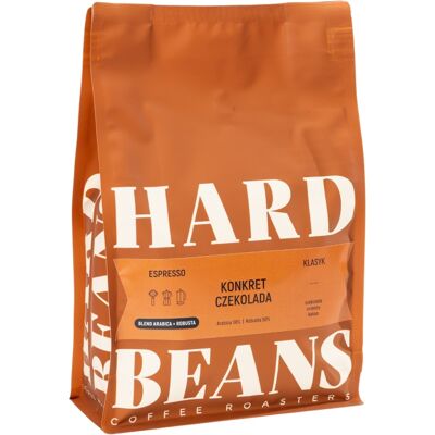HARD BEANS COFFEE ROASTERS Kawa ziarnista Hard Beans Konkret Czekolada Espresso 1kg HARD BEANS COFFEE ROASTERS Kawa ziarnista Hard Beans Konkret Czekolada Espresso 1kg