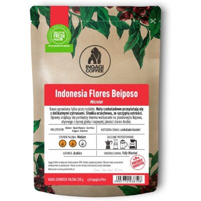 Kawa ziarnista Ingagi Coffee Indonesia Flores Beiposo 1kg Kawa ziarnista Ingagi Coffee Indonesia Flores Beiposo 1kg
