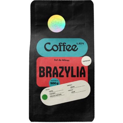 Kawa ziarnista Leń Coffee Brazylia Sul de Minas 500g Kawa ziarnista Leń Coffee Brazylia Sul de Minas 500g
