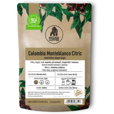 Kawa ziarnista Ingagi Coffee Colombia Monteblanco Citric FILTR 200g Kawa ziarnista Ingagi Coffee Colombia Monteblanco Citric FILTR 200g