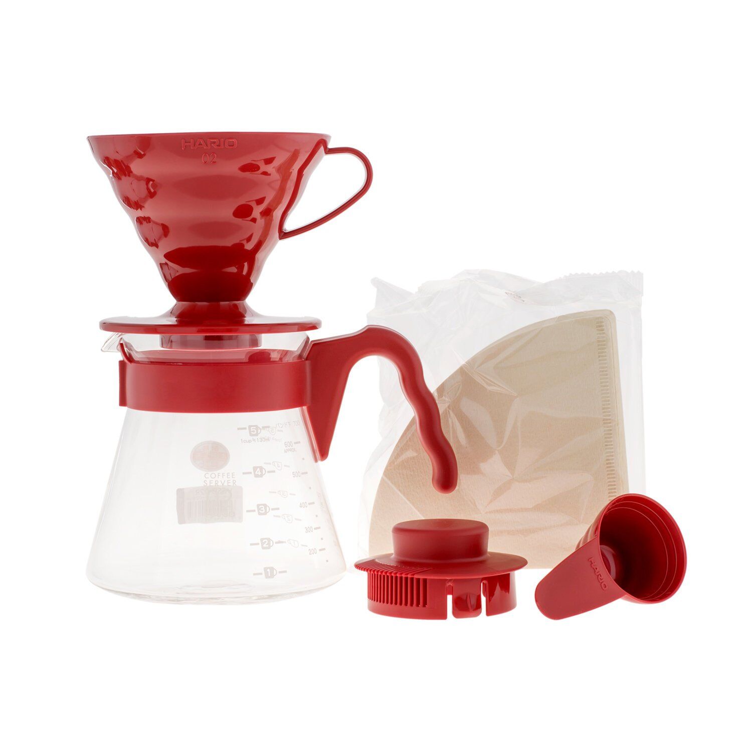 HARIO Zestaw Hario V60 Pour Over Kit Red - drip + serwer + filtry