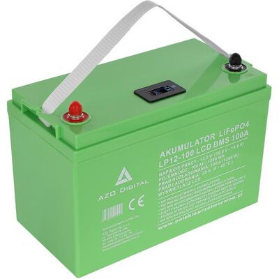 AZO DIGITAL Akumulator LiFePO4 LP12-100 100Ah 12V 100A LCD AZO DIGITAL Akumulator LiFePO4 LP12-100 100Ah 12V 100A LCD