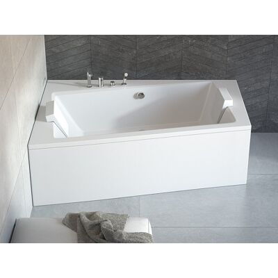 Asymetryczna lewa wanna z akrylu Besco Infinity 160x100cm - Czarny matowy - Wanna Asymetryczna lewa wanna z akrylu Besco Infinity 160x100cm - Czarny matowy - Wanna