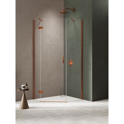 New Trendy Nesta Copper Brushed kabina pięciokątna asymetryczna 100x80x200 cm prawa drzwi lewe miedź szczotkowana/szkło przejrzyste K-4688 New Trendy Nesta Copper Brushed kabina pięciokątna asymetryczna 100x80x200 cm prawa drzwi lewe miedź szczotkowana/szkło przejrzyste K-4688