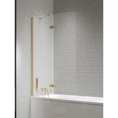 New Trendy Nesta Gold Brushed parawan nawannowy ze wspornikiem kątowym 100x150 cm lewy złoto szczotkowane/szkło przejrzyste P-0245-WL New Trendy Nesta Gold Brushed parawan nawannowy ze wspornikiem kątowym 100x150 cm lewy złoto szczotkowane/szkło przejrzyste P-0245-WL
