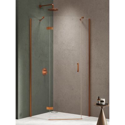 New Trendy Nesta Copper Brushed kabina pięciokątna asymetryczna 100x80x200 cm lewa drzwi lewe miedź szczotkowana/szkło przejrzyste K-4687 New Trendy Nesta Copper Brushed kabina pięciokątna asymetryczna 100x80x200 cm lewa drzwi lewe miedź szczotkowana/szkło przejrzyste K-4687
