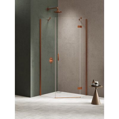 New Trendy Nesta Copper Brushed kabina pięciokątna asymetryczna 100x80x200 cm lewa drzwi prawe miedź szczotkowana/szkło przejrzyste K-4686 New Trendy Nesta Copper Brushed kabina pięciokątna asymetryczna 100x80x200 cm lewa drzwi prawe miedź szczotkowana/szkło przejrzyste K-4686