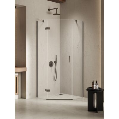 New Trendy Nesta Gunmetal Brushed kabina pięciokątna 90x90x200 cm lewa drzwi pojedyncze grafit szczotkowany/szkło przejrzyste K-4787 New Trendy Nesta Gunmetal Brushed kabina pięciokątna 90x90x200 cm lewa drzwi pojedyncze grafit szczotkowany/szkło przejrzyste K-4787