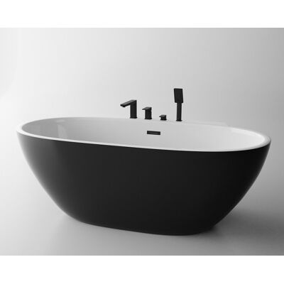 ScandiBath Mandal wanna wolnostojąca/przyścienna biało-czarna 170x85cm + syfon klik-klak Q360S-1701-BLBP ScandiBath Mandal wanna wolnostojąca/przyścienna biało-czarna 170x85cm + syfon klik-klak Q360S-1701-BLBP