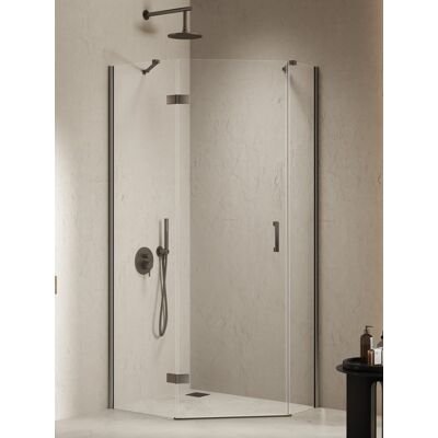 New Trendy Nesta Gunmetal Brushed kabina pięciokątna asymetryczna 100x80x200 cm lewa drzwi lewe grafit szczotkowany/szkło przejrzyste K-4793 New Trendy Nesta Gunmetal Brushed kabina pięciokątna asymetryczna 100x80x200 cm lewa drzwi lewe grafit szczotkowany/szkło przejrzyste K-4793