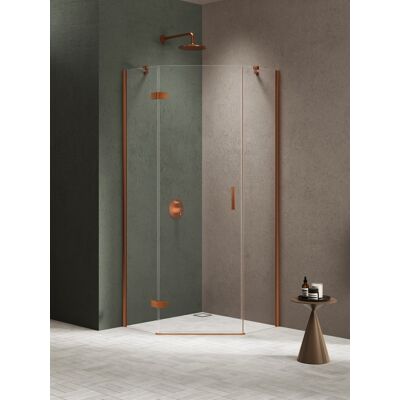 New Trendy Nesta Copper Brushed kabina pięciokątna 80x80x200 cm lewa drzwi pojedyncze miedź szczotkowana/szkło przejrzyste K-4679 New Trendy Nesta Copper Brushed kabina pięciokątna 80x80x200 cm lewa drzwi pojedyncze miedź szczotkowana/szkło przejrzyste K-4679
