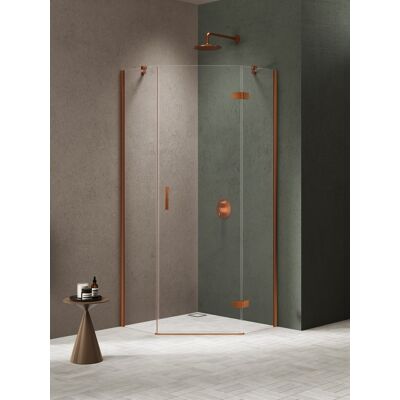 New Trendy Nesta Copper Brushed kabina pięciokątna 90x90x200 cm prawa drzwi pojedyncze miedź szczotkowana/szkło przejrzyste K-4682 New Trendy Nesta Copper Brushed kabina pięciokątna 90x90x200 cm prawa drzwi pojedyncze miedź szczotkowana/szkło przejrzyste K-4682