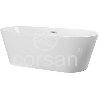 Corsan Salina wanna wolnostojąca 160x75 cm biała + syfon klik-klak E-026L Corsan Salina wanna wolnostojąca 160x75 cm biała + syfon klik-klak E-026L