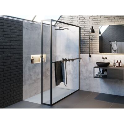Riho Lucid GD402 Czarna Matowa Kabina Walk In - Typ Prysznic Riho Lucid GD402 Czarna Matowa Kabina Walk In - Typ Prysznic