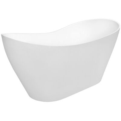 Wanna Besco Viya 170x72cm - Kompozyt mineralny biały mat z chromowanym odpływem Wanna Besco Viya 170x72cm - Kompozyt mineralny biały mat z chromowanym odpływem