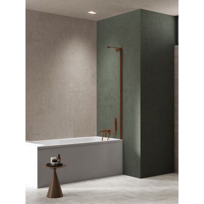 New Trendy Nesta Copper Brushed parawan nawannowy ze wspornikiem kątowym 70x150 cm miedź szczotkowana/szkło przejrzyste P-0217-WL New Trendy Nesta Copper Brushed parawan nawannowy ze wspornikiem kątowym 70x150 cm miedź szczotkowana/szkło przejrzyste P-0217-WL