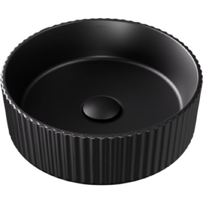 Besco Clea Ryfle Matt Black umywalka nablatowa ø36 cm Ryflowana czarny matt UNCMR-36-CLC Besco Clea Ryfle Matt Black umywalka nablatowa ø36 cm Ryflowana czarny matt UNCMR-36-CLC