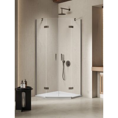 New Trendy Nesta Gunmetal Brushed kabina prysznicowa pięciokątna 90x90x200 cm drzwi podwójne grafit szczotkowany/szkło przejrzyste K-4790 New Trendy Nesta Gunmetal Brushed kabina prysznicowa pięciokątna 90x90x200 cm drzwi podwójne grafit szczotkowany/szkło przejrzyste K-4790