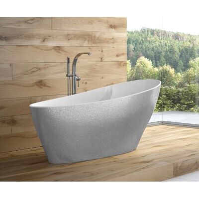 Besco Keya Glam srebrna 165x70cm wanna wolnostojąca + odpływ klik-klak #WMD-165-KS Besco Keya Glam srebrna 165x70cm wanna wolnostojąca + odpływ klik-klak #WMD-165-KS