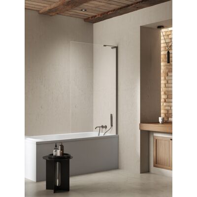 New Trendy Nesta Gunmetal Brushed parawan nawannowy ze wspornikiem kątowym 100x150 cm grafit szczotkowany/szkło przejrzyste P-0226-WL New Trendy Nesta Gunmetal Brushed parawan nawannowy ze wspornikiem kątowym 100x150 cm grafit szczotkowany/szkło przejrzyste P-0226-WL