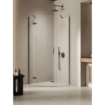 New Trendy Nesta Gunmetal Brushed kabina pięciokątna asymetryczna 100x80x200 cm prawa drzwi lewe grafit szczotkowany/szkło przejrzyste K-4794 New Trendy Nesta Gunmetal Brushed kabina pięciokątna asymetryczna 100x80x200 cm prawa drzwi lewe grafit szczotkowany/szkło przejrzyste K-4794