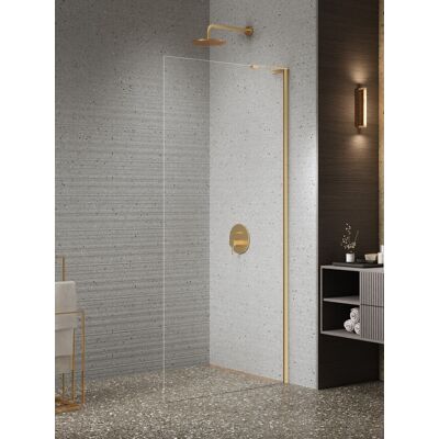 New Trendy Nesta Gold Brushed kabina Walk-In 80x200 cm wspornik kątowy złoto szczotkowane/szkło przejrzyste K-1739-WL New Trendy Nesta Gold Brushed kabina Walk-In 80x200 cm wspornik kątowy złoto szczotkowane/szkło przejrzyste K-1739-WL