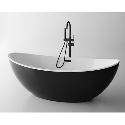 The North Bath Frigg wanna wolnostojąca biało-czarna 180x87cm + syfon Klik-klak 6807B-1801-BLBP The North Bath Frigg wanna wolnostojąca biało-czarna 180x87cm + syfon Klik-klak 6807B-1801-BLBP