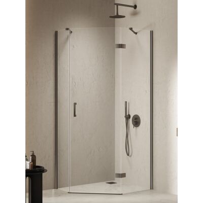 New Trendy Nesta Gunmetal Brushed kabina pięciokątna asymetryczna 100x80x200 cm prawa drzwi prawe grafit szczotkowany/szkło przejrzyste K-4795 New Trendy Nesta Gunmetal Brushed kabina pięciokątna asymetryczna 100x80x200 cm prawa drzwi prawe grafit szczotkowany/szkło przejrzyste K-4795