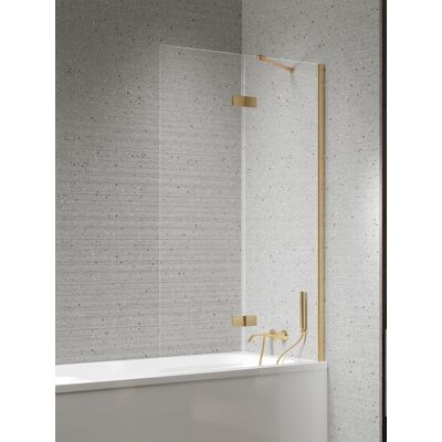 New Trendy Nesta Gold Brushed parawan nawannowy ze wspornikiem kątowym 100x150 cm prawy złoto szczotkowane/szkło przejrzyste P-0246-WL New Trendy Nesta Gold Brushed parawan nawannowy ze wspornikiem kątowym 100x150 cm prawy złoto szczotkowane/szkło przejrzyste P-0246-WL