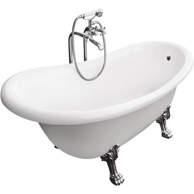 Besco Otylia Glam srebrna 170x77 wanna wolnostojąca Retro + nogi czarne #WKO-170-GSB Besco Otylia Glam srebrna 170x77 wanna wolnostojąca Retro + nogi czarne #WKO-170-GSB