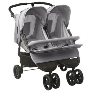 Vidaxl wózek spacerowy dla bliźniaków, jasnoszary, stalowy Sto?y Dzieci i niemowlęta
