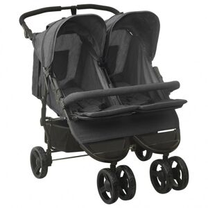 Vidaxl wózek spacerowy dla bliźniaków, antracytowy, stalowy Sto?y Dzieci i niemowlęta