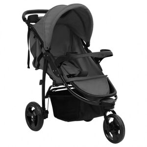 Vidaxl wózek spacerowy z 3 kołami, ciemnoszaro-czarny, stalowy Sto?y Dzieci i niemowlęta