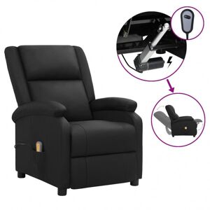 Vidaxl rozkładany fotel masujący, elektryczny, czarna skóra naturalna Podnóżki i pufy Meble