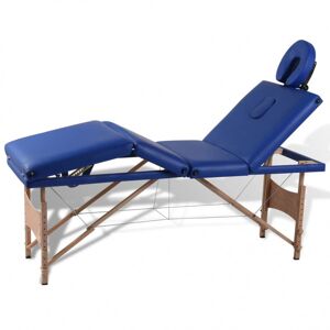 Vidaxl składany stół do masażu z drewnianą ramą, 4 strefy, niebieski Higiena osobista Zdrowie i uroda