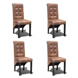 Vidaxl krzesła stołowe, 4 szt., brązowe, sztuczna skóra Podnóżki i pufy Meble