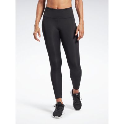 Legginsy czarne wysokie pasy Reebok - Dopasowany krój Legginsy czarne wysokie pasy Reebok - Dopasowany krój