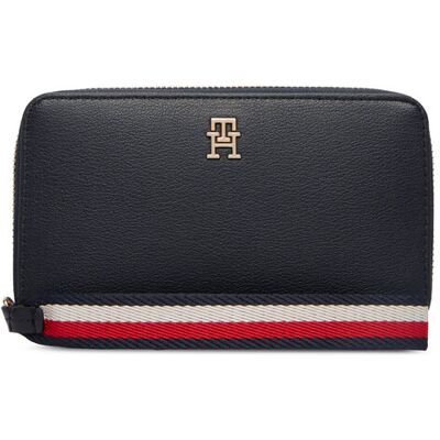 Tommy Hilfiger Portfel Th Logotape Compact Zip Around AW0AW18699 Granatowy NOSIZE Granatowy Damskie Tommy Hilfiger Portfel Th Logotape Compact Zip Around AW0AW18699 Granatowy NOSIZE Granatowy Damskie